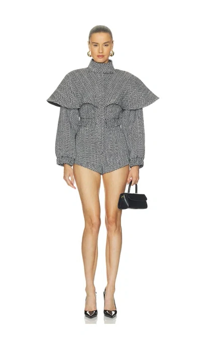 Naked Wardrobe Suiting Cape Romper In Gray