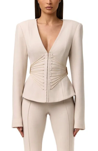 Naked Wardrobe Suiting Corset Blazer In Gold