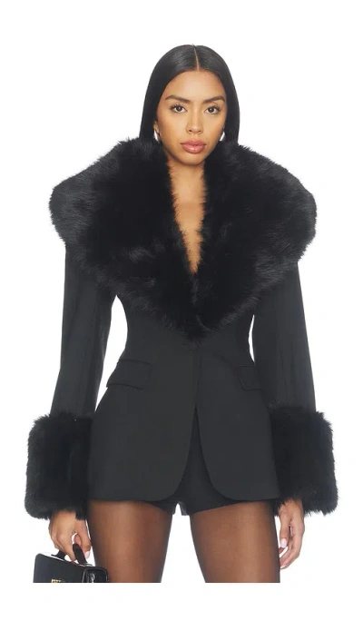 Naked Wardrobe Suiting Faux Fur Blazer In Black