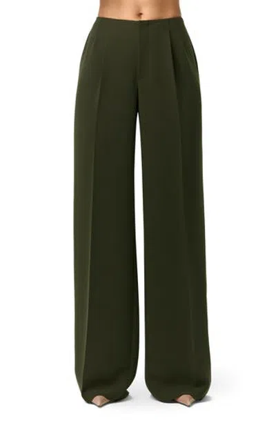 Naked Wardrobe Suiting High Waist Wide Leg Pants In Forest Night