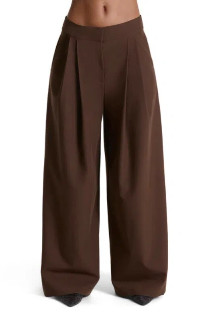 Naked Wardrobe Suiting Oversize Wide Leg Pants In Brown