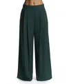 Naked Wardrobe Suiting Pleated Wide-leg Pant In Green