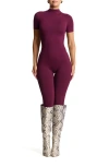 Naked Wardrobe Sweet T Funnel Neck Jumpsuit In Dark Plum