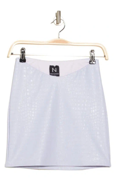 Naked Wardrobe The Croc Embossed Faux Leather Miniskirt In Lavender