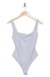 Naked Wardrobe The Crocodile Collection Croc Embossed Faux Leather Tank Bodysuit In Lavender
