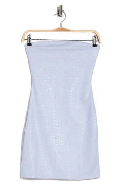 Naked Wardrobe The Crocodile Collection Croc Embossed Strapless Faux Leather Minidress In Lavender
