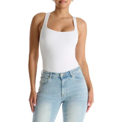Naked Wardrobe The Racerback Mode Bodysuit In White | ModeSens