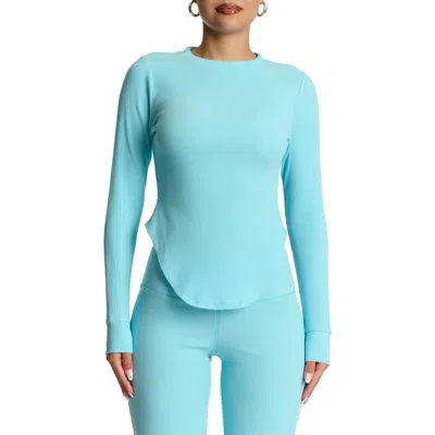 Naked Wardrobe Thermal Long Sleeve Baseball Top In Baby Blue