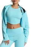 Naked Wardrobe Thermal Oversize Crop Hoodie In Baby Blue