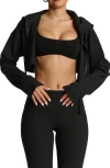 Naked Wardrobe Thermal Oversize Crop Hoodie In Black