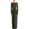 Naked Wardrobe Tie Waist Long Sleeve Maxi Dress In Green