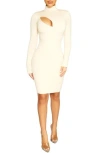 Naked Wardrobe Turtleneck Long Sleeve Asymmetric Minidress In White