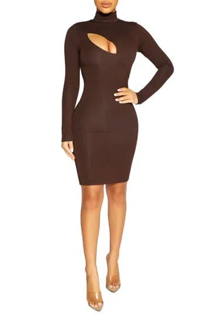 Naked Wardrobe Turtleneck Long Sleeve Asymmetric Minidress
