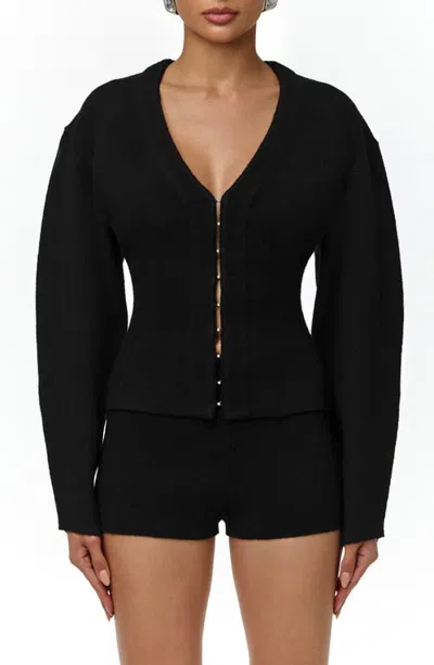 Naked Wardrobe V-neck Cardigan In Black