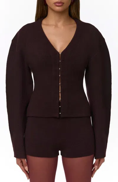 Naked Wardrobe V-neck Cardigan In Brown