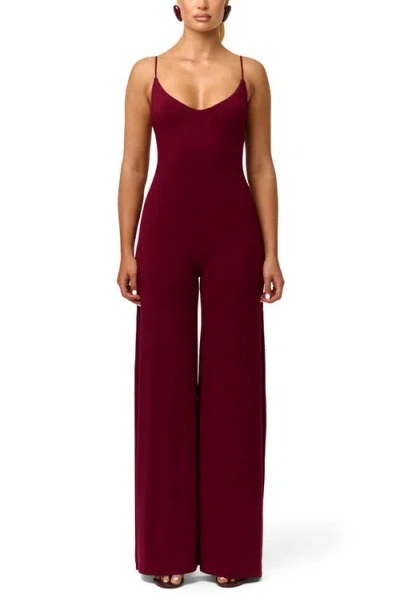Naked Wardrobe Wide Leg Jumpsuit In Red