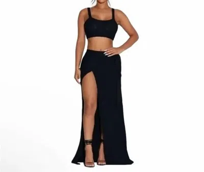 Naked Wardrobe Wrapped In Crochet Collection Maxi Skirt In Black