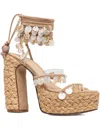 Naked Wolfe 130mm Fantastic Shell-embellished Raffia Platform Espadrilles In Brown