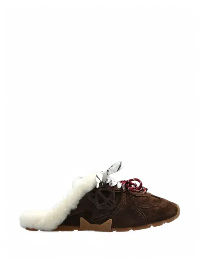 Naked Wolfe Adorn Shearling-lined Suede Sneakers In Brown