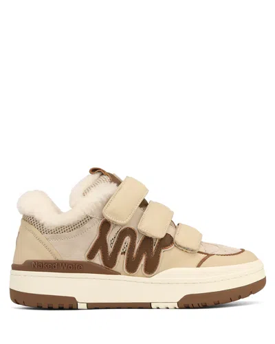 Naked Wolfe Atlanta Suede/leather/mesh Off White/brown In Multi