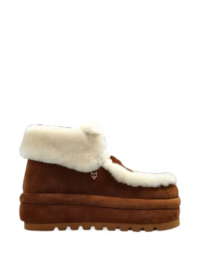 Naked Wolfe Bambi Shearling-trim Boots In Brown