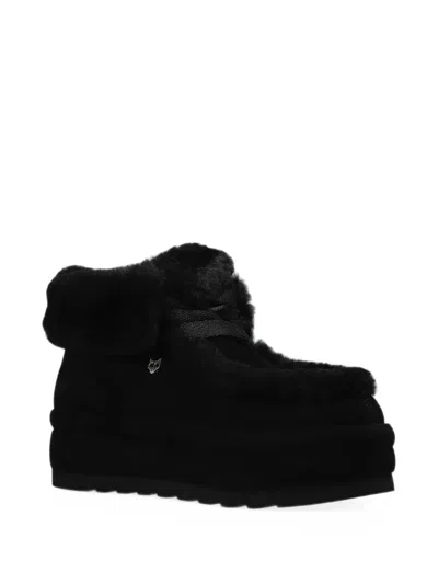 Naked Wolfe Bambi Shearling-trim Suede Ankle Boots In Black