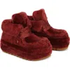 Naked Wolfe Bambi Suede/shearling Boot In Burgundy