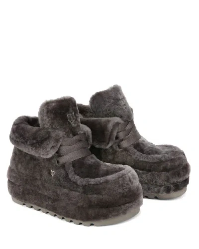 Naked Wolfe Bambi Suede/shearling Boot In Gray