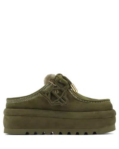 Naked Wolfe Blizzard Platform Slipper In Dark Olive, Women's At Urban Outfitters