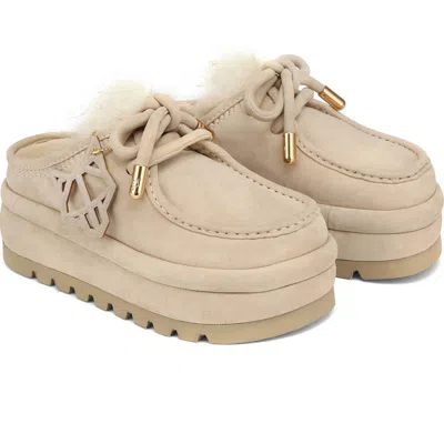Naked Wolfe Blizzard Genuine Shearling Platform Clog In Ice