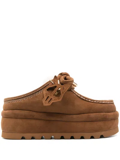 Naked Wolfe Blizzard Suede Platform Sandals In Brown