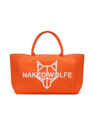 Naked Wolfe Canvas Tote Bag Orange In Burgundy