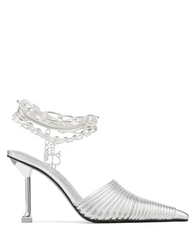 Naked Wolfe Chromed Silver Leather In Silvereather