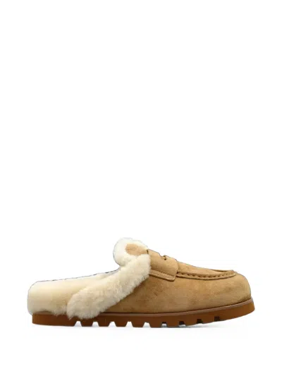 Naked Wolfe Corded Shearling-lined Mules In Nude
