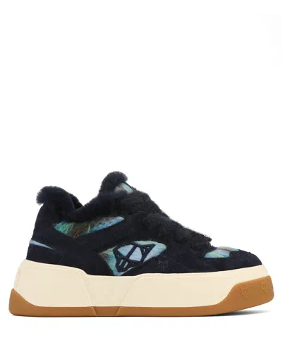 Naked Wolfe Crash Hairy Cow Suede/wool Blue In Black