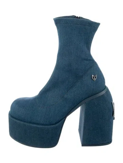 Pre-owned Naked Wolfe Denim Boots In Blue