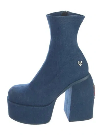 Pre-owned Naked Wolfe Denim Sock Boots In Blue