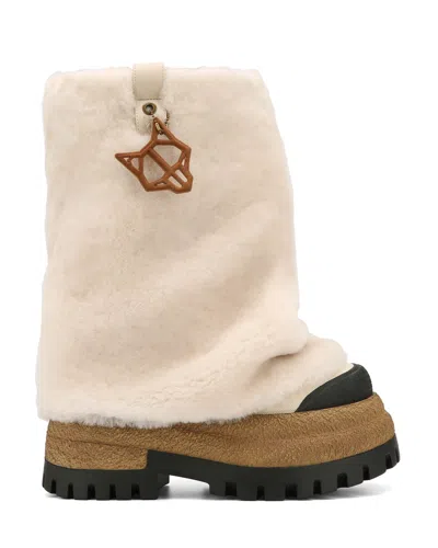 Naked Wolfe Disturb Shearling/canvas Cream In Neutral