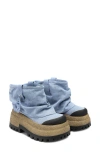Naked Wolfe Dream Platform Hooded Boot In Denim-denim