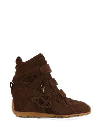 Naked Wolfe Element Croc-effect Touch-strap Sneakers In 브라운