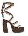 Naked Wolfe Fantastic Ankle Wrap Raffia Platform Sandal