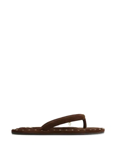 Naked Wolfe Grenada Studded Padded-strap Flip-flops In Brown