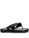 Naked Wolfe Hilary Padded Leather Thong Slides In Black