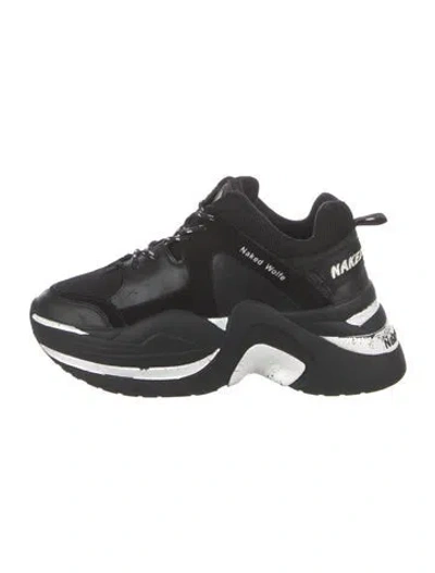 Pre-owned Naked Wolfe Leather Chunky Sneakers In Black