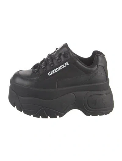 Pre-owned Naked Wolfe Leather Chunky Sneakers In Black