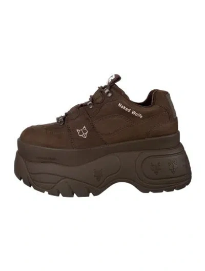 Pre-owned Naked Wolfe Leather Chunky Sneakers In Brown