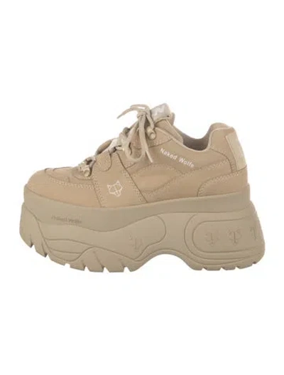 Pre-owned Naked Wolfe Leather Chunky Sneakers In Neutral