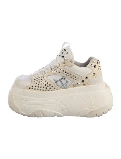 Pre-owned Naked Wolfe Leather Chunky Sneakers In Neutrals/white