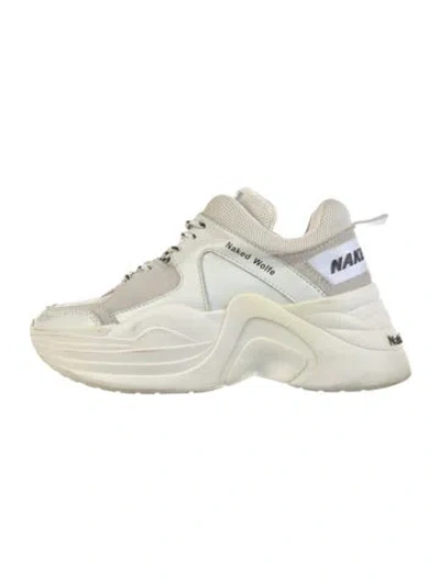 Pre-owned Naked Wolfe Leather Chunky Sneakers In White