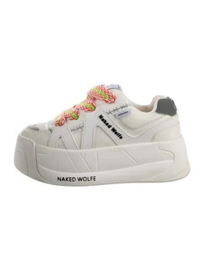 Pre-owned Naked Wolfe Leather Chunky Sneakers In White